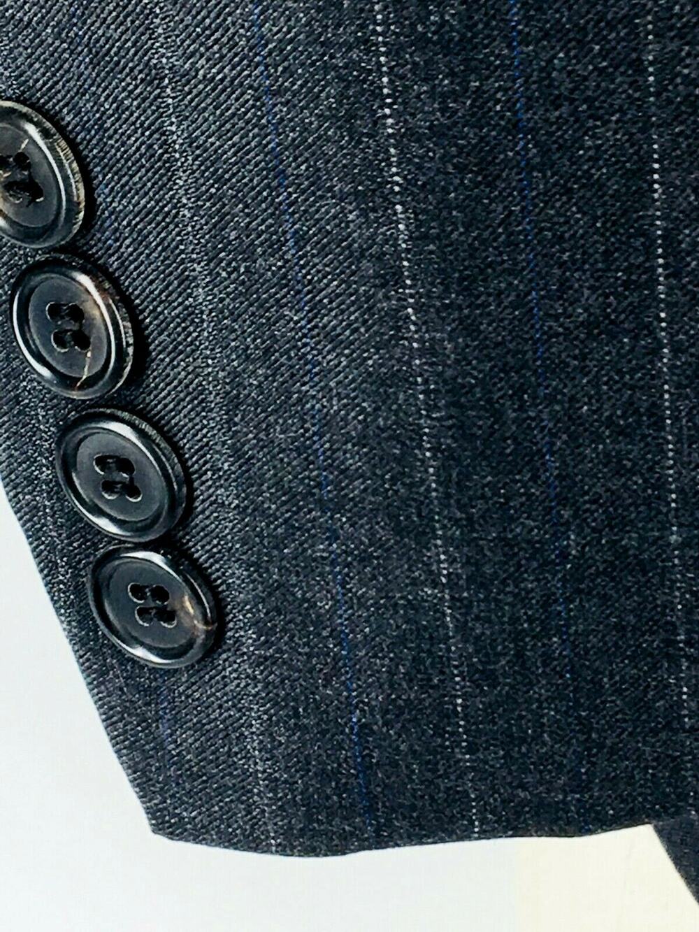 40R Hickey Freeman Mens 2 Button Wool Blazer Jacket Dark Pencil Gray Dotted Pin
